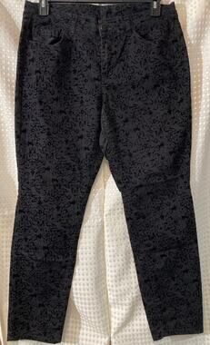 JW Style Black Flocked Skinny Jeans Size 14 (Flawed)